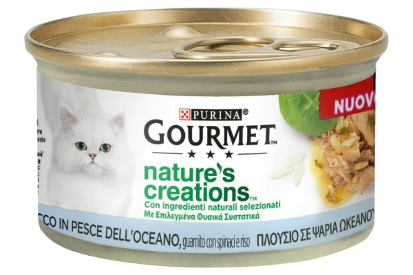 GOURMET NATURE'S CREATIONS με Ψάρια Ωκεανού, γαρνιρισμένο με σπανάκι και ρύζι 85g