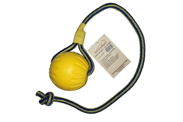 Μπάλακι σκύλου Foamball κίτρινο 7cm σε σχοινί Schweikert