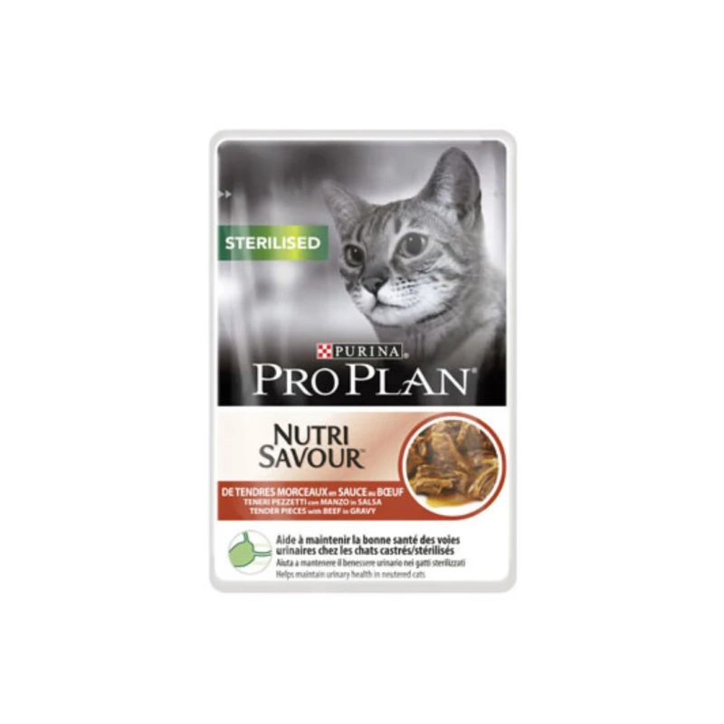 PURINA PRO PLAN STERILIZED NUTRISAVOUR CAT ΒΟΔΙΝΟ ΣΕ ΣΑΛΤΣΑ 85g
