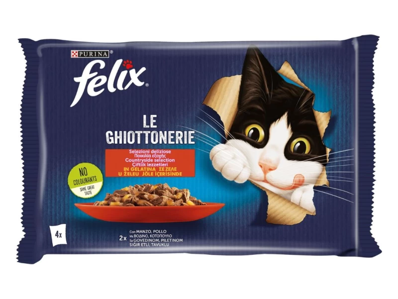 FELIX AGAIL Πολυσυσκευασία με Βοδινό και Κοτόπουλο σε Ζελέ 4x85g