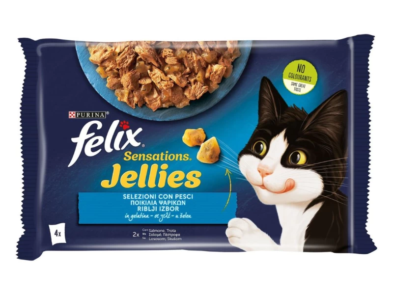 FELIX Sensations Jellies Πολυσυσκευασία με Σολομό και Πέστροφα 4x85g