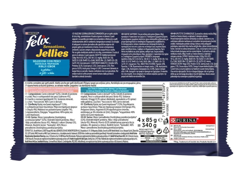 FELIX Sensations Jellies Πολυσυσκευασία με Σολομό και Πέστροφα 4x85g