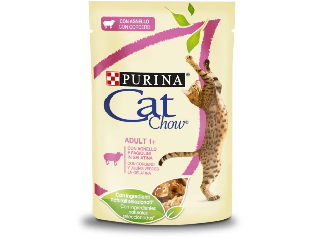 CAT CHOW ADULT Αρνί & Πράσινα Φασολάκια σε Ζελέ 85g