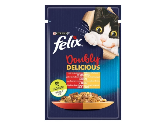 FELIX AGAIL Doubly Delicious με Βοδινό και Πουλερικά σε Ζελέ 85g