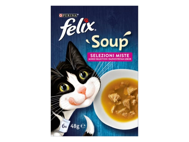 FELIX Soups Πολυσυσκευασία με Βοδινό, Κοτόπουλο και Τόνο 6x48g
