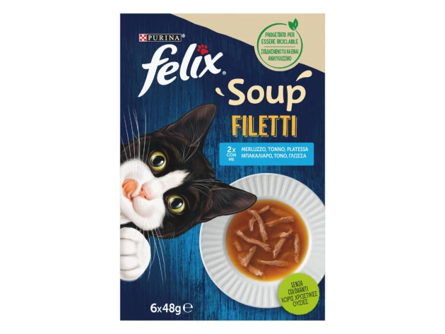 FELIX Soups Fillet  Πολυσυσκευασία με Μπακαλιάρο, Τόνο και Γλώσσα 6x48g