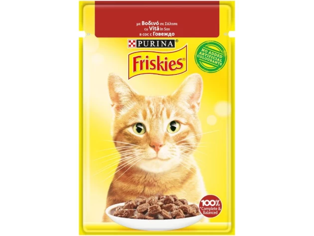 Friskies® για ενήλικες γάτες με Βοδινό σε σάλτσα 85g