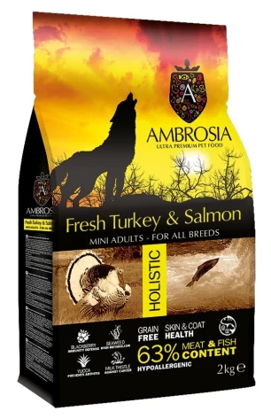 Ambrosia Adult Mini Fresh Turkey & Salmon 2kg GRAIN FREE
